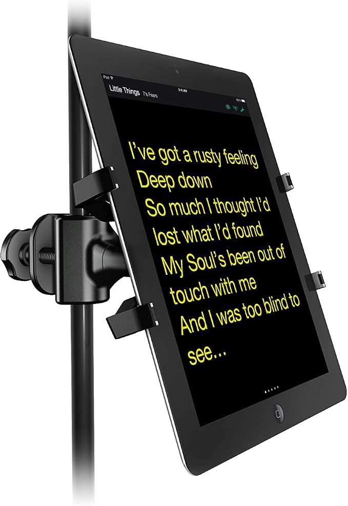 IK Multimedia iKlip Xpand Tablet Holder for mic Stands, fits iPad and Android Tablets Between 7" to 12.9" with an Adjustable 360° Swivel and Soft-Touch fit - Image 5