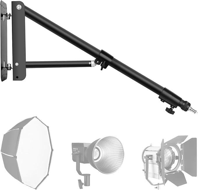 EMART Ring Light Wall Mount Boom Arm, Adjustable 71in/180cm Overhead Stand | 180°Rotation Heavy Duty Triangle Bracket Mounting Bar for Camera, Photography Lighting, Barber Led Lamp by EMART