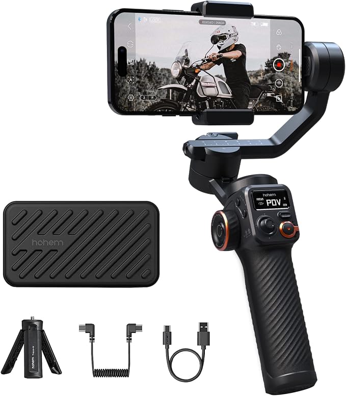 Hohem iSteady M6 Gimbal Stabilizer for Smartphone, 3-Axis Cell Phone Stabilizer Built-in OLED Display 400g Payload Reverse Charging Android and iPhone Gimbal with Inception Motion Timelapse by Hohem