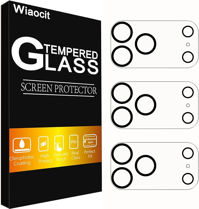 Wiaocit Tempered Glass Camera Lens Protector for iPhone 17 Pro | 3 Pack, 9H Hardness, Ultra HD, Anti-Scratch, Case Friendly by Wiaocit