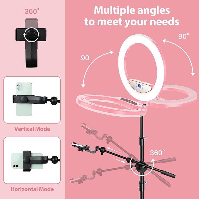MACTREM Large 22" Ring Light with Stand for iPad iPhone Barber, 75" Tripod | 50W, 6500K CRI90+, LCD Display, 2 USB Ports, Overhead Tripod for TikTok YouTube Makeup Barber Tattoo Photography Video Studio - Image 5
