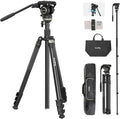 SmallRig CT210 Video Tripod, 75" Video Camera Tripod Monopod with +/-15° Leveling Base Fluid Head, Professional Camera Tripod Compatible with Video Camera, DSLR, Camcorder-4475 by SmallRig