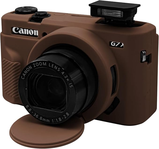 Case with Removable Lens Cover for Canon G7X Mark II/G7XII Camera(Brown) | Soft Silicone Camera Protective Case,Slim Fit,Anti-Scratch,Dustproof,Shockproof,Camera Accessories,For Travel,Daily Use by Unknown
