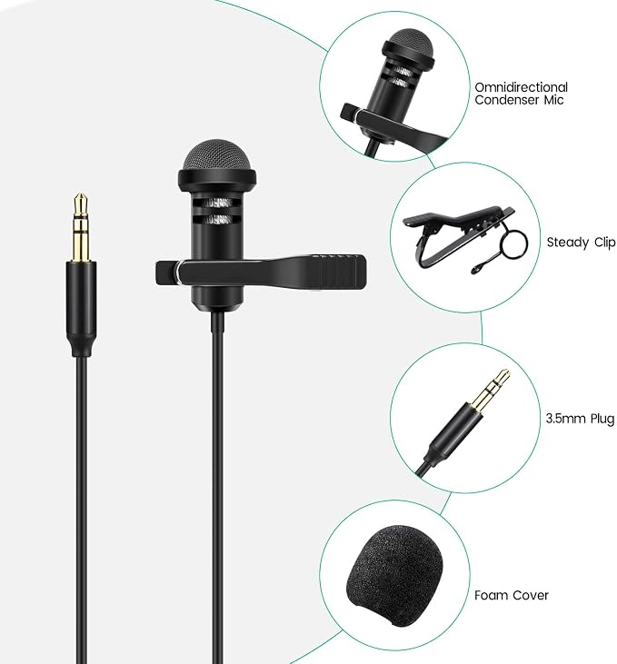 2-Pack Lavalier Microphone for DJI Mic 2 & Rode Wireless Pro Transmitters | Omnidirectional Lav Lapel Wearable Mic for Vlog Interview Streaming Lectures Broadcasters - Image 6