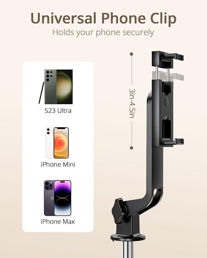 UBeesize Selfie Stick Tripod for iPhone and Android, 52'' Extendable Phone Tripod Stand with Remote, Portable Selfie Sticks with Phone Holder for Video Recording & Travel - Image 5