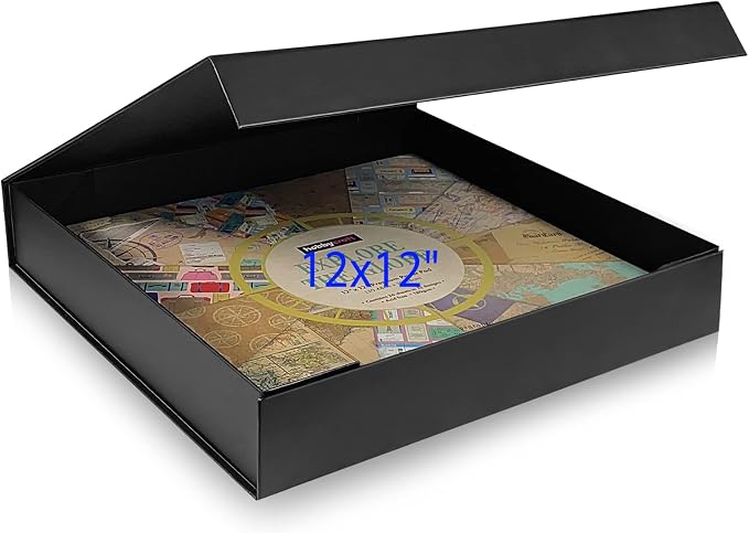 12x12 Scrapbook Storage Box for Scrapbooks, Papers and Supplies, Odor Free, Solid Black, 1 PCS 1 Pack by Harhana