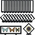 3D Floating Display Case, Transparent Film Jewely Storage Box, Black Challenge Coin Display Holder Stand for Antique Challenge Coins Medals Jewelry Shells Gems Minerals Rocks Specimen Pins (24Pcs) by HOSTK