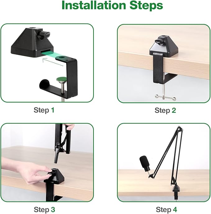 Heavy-Duty Metal Table Mount Clamp, Desk Table Mount C Clamp For Microphone Mic Suspension Boom Scissor Arm with Adjustable Screw, Fits up to 2.48 inches/6.2cm Desktop Thickness by SUNMON - Image 6