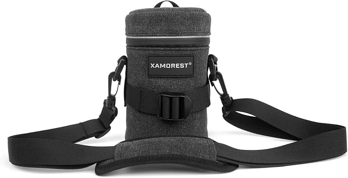 Camera Lens Case Lens Bag Compatible (4.13" x 7.28"(Canvas, Black)) by XAMOREST
