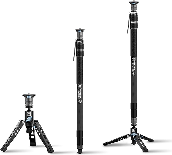 SIRUI SVM-165 Carbon Fiber Rapid Monopod, One-Step Height Adjust, 65" | 22LB Load, Monopod with Feet, Modular 3-in-1, Lightweight, DSLR, Mirrorless Camera, Travel, Outdoor by SIRUI