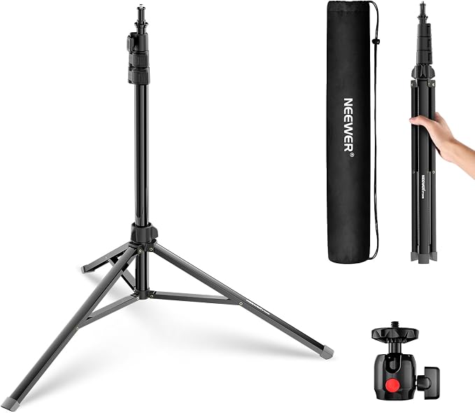 NEEWER Photography Light Stand 1.8-6.6ft/56-200cm with Ball Head 1/4" Screw, Max Load 8.8lb/4kg Aluminum Portable Studio Lighting Tripod, Phone Video Stand for Strobe Light Softbox DSLR Camera, ST200B by Neewer