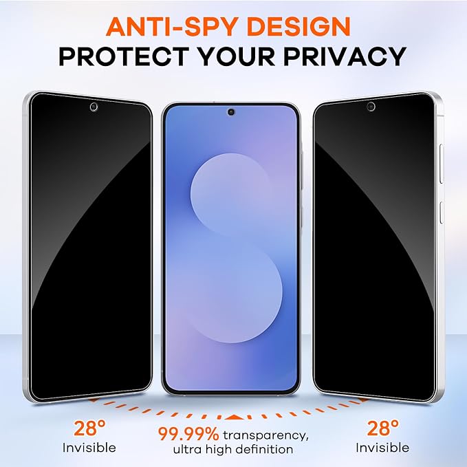 3+3 for Samsung Galaxy S25 FE 5G Privacy Screen Protector Camera Protector | 9H Tempered Glass Cell Phone Protector Camera Lens Protector - Image 7