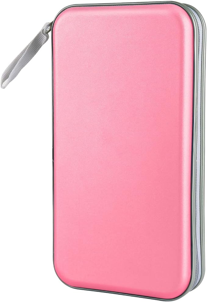 Siveit CD DVD Cases 96 Capacity Disc Storage Binder for Car(Light Pink) | Hard Plastic CD DVD Disc Cases Storage Binder Wallet for Car Home Office Travel by Siveit