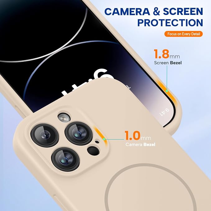 miracase Magnetic for iPhone 14 Pro Max Case, [Soft Anti-Scratch Microfiber Lining], Compatible with MagSafe, Silicone Shockproof Protection Phone Case for iPhone 14 Pro Max,Sand - Image 8