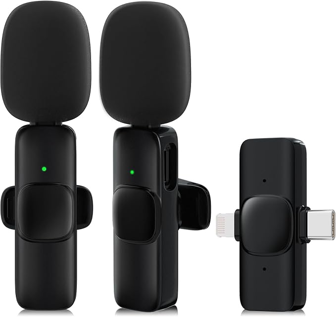 JUDKIOM 2 Pack Wireless Lavalier Microphone for iPhone,Android, USB C, Clip-on Mics, Bluetooth Lapel Mic for Video Recording Interview Vlog YouTube TikTok by JUDKIOM