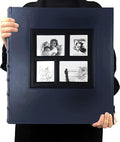 RECUTMS 600 Photo Album 4x6 Pictures Leather Large Family Photo Albums Blue | Large Capacity, Horizontal and Vertical Pockets, Wedding PhotoBook with Front Window, Graduation Memory Book, Black Pages by RECUTMS