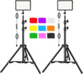 LED Video Light Kit 2Pcs, Hagibis Studio Lights 18 Color Filters for Photography Lighting with Adjustable Tripod Stand Streaming Lights for Photo Camera Recording Computer Zoom Stream TikTok YouTube by Hagibis