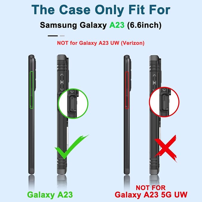 Gritup for Galaxy A23 5G Case Military-Grade Shockproof with Kickstand | (   ) with 2 PCS Screen Protector, Slide Camera Cover, Heavy Duty Funda para A 23 5G Cover, Red+Black - Image 3
