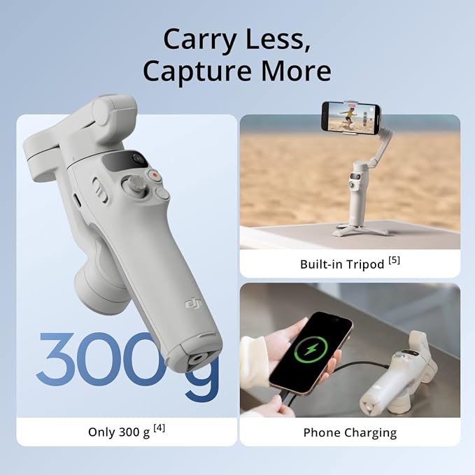 DJI Osmo Mobile 7 Gimbal Stabilizer for iPhone, Android, Built-in Tripod, 3-Axis Phone Gimbal, ActiveTrack 7.0, ShotGuides, 10hrs Use, Phone Charging + Portable Charger + Wireless Mic Set + 20W Plug - Image 7