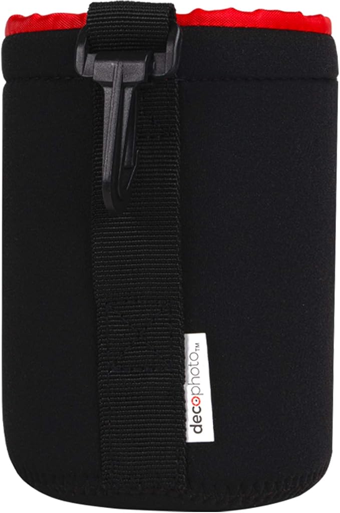 Medium Neoprene Lens Bag Protective Water and Weather Resistant Shock Drop and Scratch Armor Pouch Sleeve Case with Plush Interior, Black by Deco+Photo