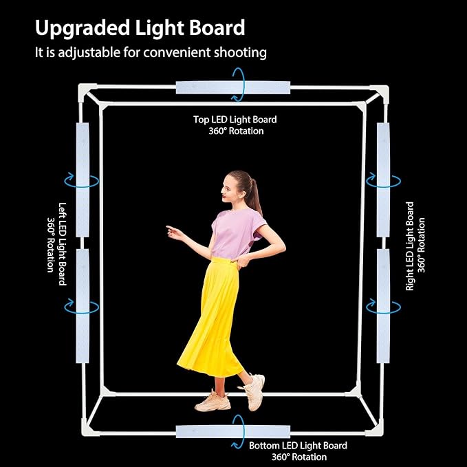 PULUZ Professional Large Photo Light Box Photography Studio, 47x31x78inch Large Lightbox Photo Video Continuous Lighting Softbox Shooting Tent Kit with 2 Colors PVC Backdrops - Image 8
