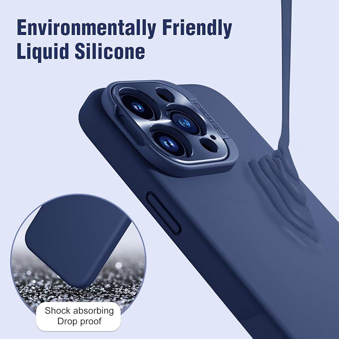 Nillkin for iPhone 15 Pro Case Silicone Upgraded[Compatible with MagSafe][Innovation Metal Camera Invisible Stand] Military Grade Protection Shockproof Phone Case for iPhone 15 Pro 6.1'' Blue - Image 5