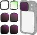 NEEWER ND Filter Set for PA143/PA144 Phone Cage Only, ND8/16/32/64 + Black Diffusion 1/4 Filter for Mist Cinematic Effect + Magnetic Backplate, Compatible with iPhone 17 Pro/17 Pro Max, Black by Neewer