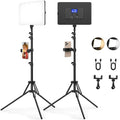 2 Pack Led Video Photography Light Kit with Stand, Built-in 8000mAh | Built-in 8000mAh & LCD Display, 2200Lux, 2500K-8500K, Soft Studio Light, Video Recording Game Live Streaming YouTube TikTok by Kmasic