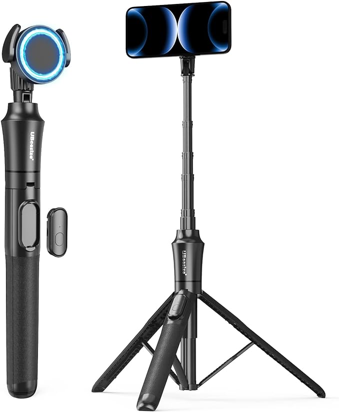 UBeesize 72'' Magnetic Tripod for iPhone with Remote, Extendable Cell Phone Tripod Stand, Compatible with MagSafe, Selfie Stick Tripod for iPhone 15 14 13 12 11 Series and Android Phones by UBeesize
