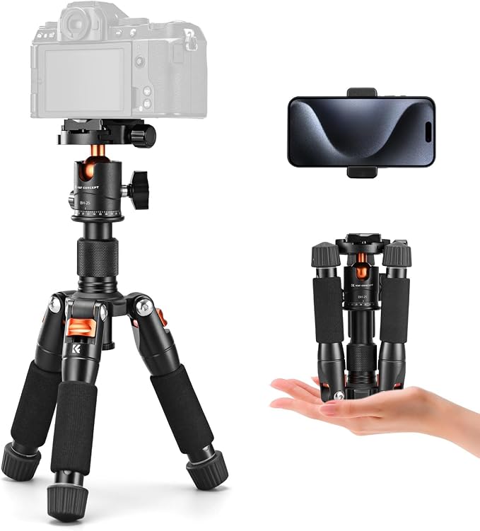 K&F CONCEPT 20.5" Mini Desktop Tripod | 360 Degree Ball Head, 1/4 inch Quick Release Plate, For Camera Video Camcorder, Load up to 13.22 lbs/6 KG. S225A0+BH-25L by KFCONCEPT