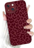 Cute Burgundy Cheetah Print Phone Case for iPhone 14 6.1" | Aesthetic Leopard Pattern Design Cover Full Camera Lens Protective Shockproof Soft Slim TPU Funda for Women Girls by Unknown