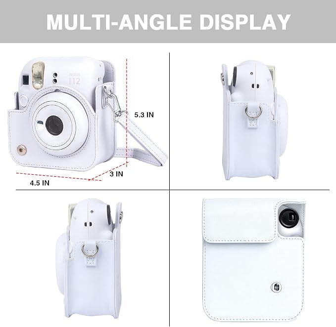 CAIYOULE Camera Case for Fujifilm Instax Mini 12 Instant Film Camera | Protective Camera Case, Camera Crossbody Bag for Fuji Mini 12 with Photo Album, Adjustable Shoulder Strap, Clay White - Image 4