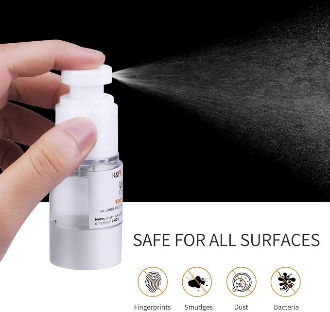 K&F CONCEPT Professional Lens Cleaning Kit for DSLR & Mirrorless Cameras with APS-C/Full-Frame Sensor Cleaning Swabs/Lens Cleaner/Gloves/Camera Blower/Lens Pen Brush/Microfiber Cloths/Carrying Case - Image 3