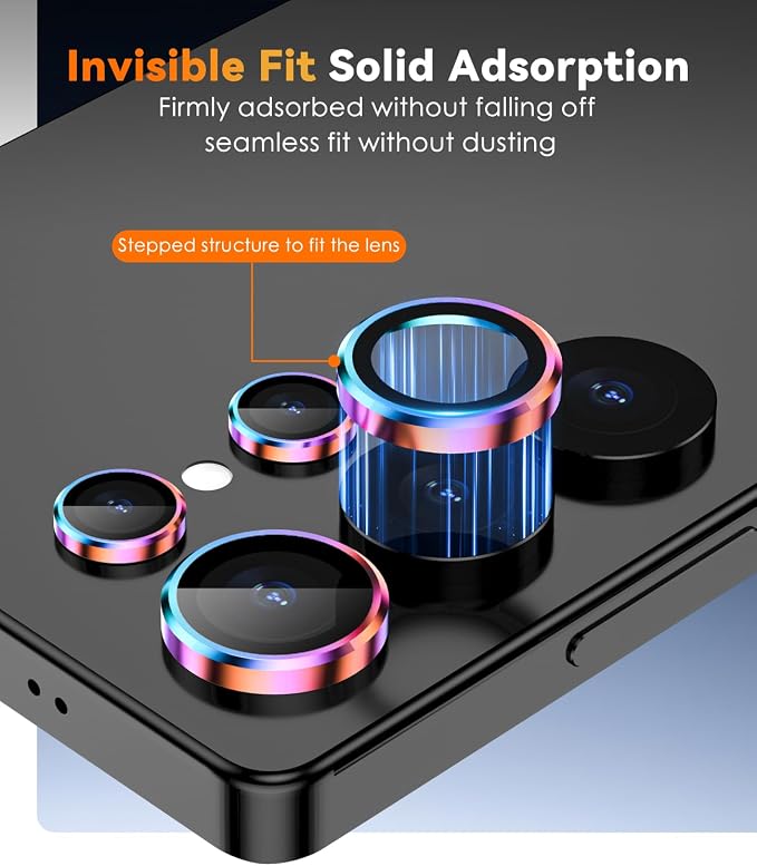 CloudValley for Samsung Galaxy S25 Ultra Camera Lens Protector | 9H Tempered Glass + Aluminum Alloy Individual Lens Protective, [1 Second Installaion] Ultra-HD Glass Cover,Titanium Colorful - Image 6