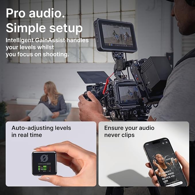 RØDE Wireless PRO Compact Wireless Microphone System with Timecode, 32-bit Float On-board Recording, 2 Lavalier Microphones and Smart Charge Case for Filmmaking and Content Creation | 32-bit Float On-board Recording, 2 Lavalier Microphones and Smart Ch... - Image 6