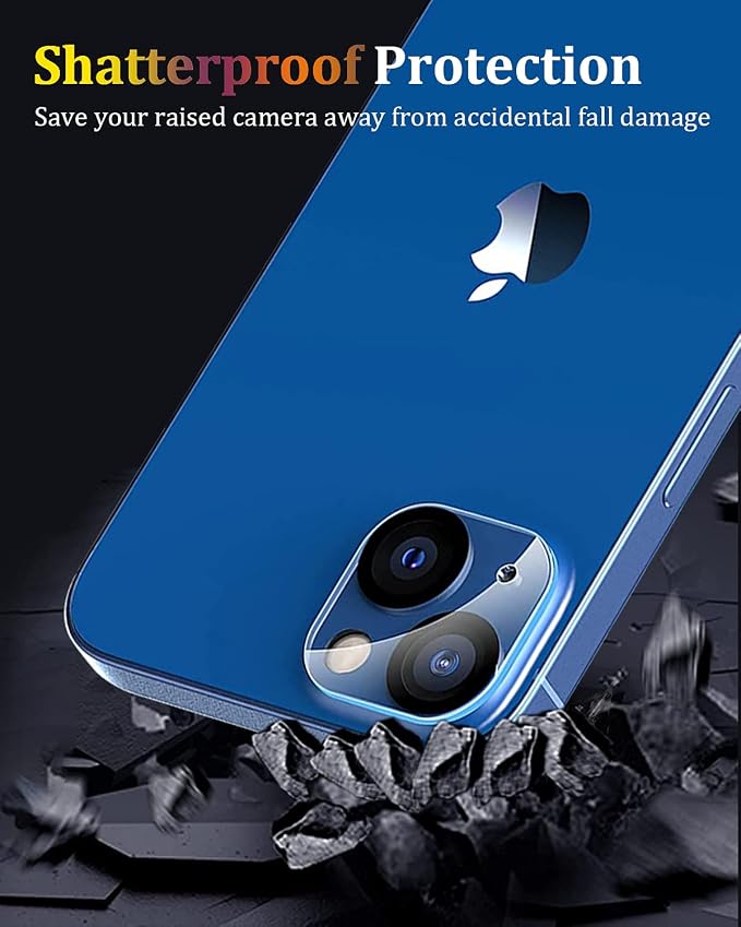[3 Pack] Camera Lens Protector Compatible for iPhone 13 & iPhone 13 Mini Camera Cover Premium 9H Tempered Glass [Anti-Scratch]99.99% Transparency with Black Circle Design for iPhone 13 6.1 - Image 7