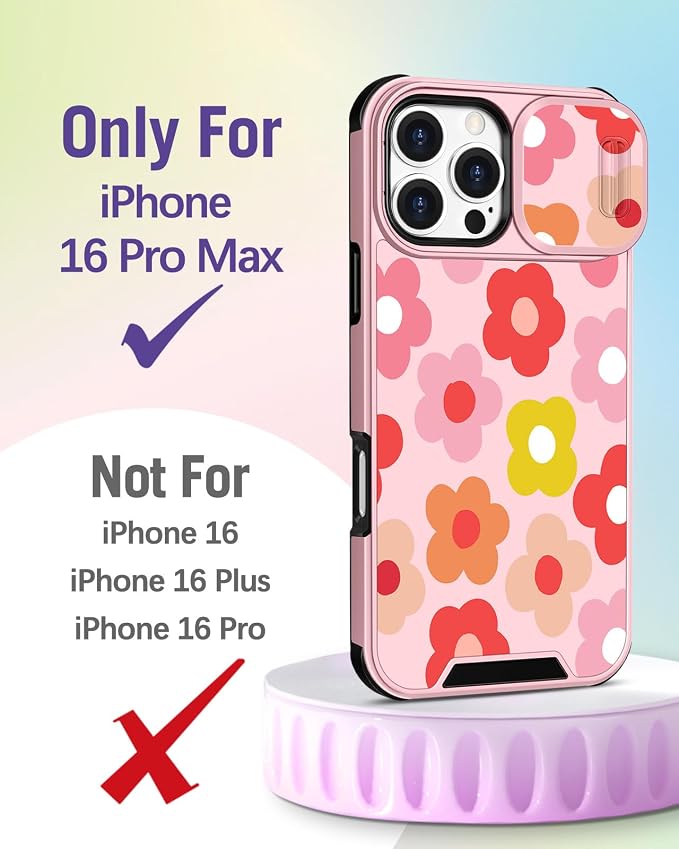 Buleens for iPhone 16 Pro Max Case 6.9 Inch - with Ring Stand & Camera Cover Aesthetic Cute Designed Women Girls Pretty Girly Floral Flowers Phone Case for iPhone 16 Pro Max Compatible with Magsafe - Image 2
