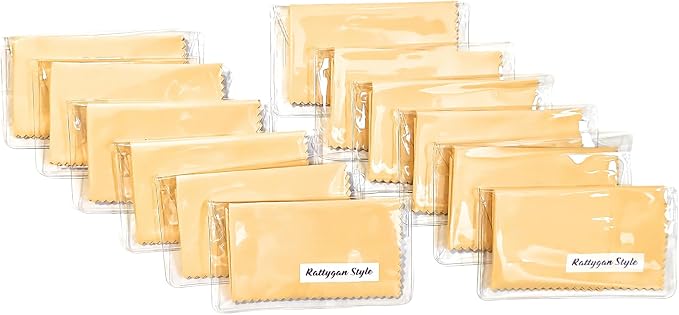Premium Microfiber Cleaning Cloth in Individual PVC Pouches - Glasses Cleaning Cloth for Eyeglasses, Screens, Phones, Computer, Camera Lens, and Delicate Surfaces (12 x 1Pack) by RattyganStyle