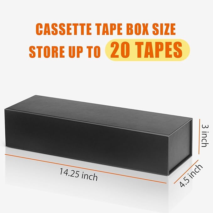 tutata Cassette Tape Storage Box, Cassette Tape Holder 14.25 x 4.5 x 3 Inch, Store Up to 20 Cassette Cases – 1 Pack - Image 3