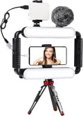 GVM Gimbal Stabilizer Phone Video Light Kit for Smartphone, Content Creator Kit, 5600K LED Equipment with Microphone &Tripod for Recording, Vlogging, Live Streaming, YouTube, TikTok by GVMGreatVideoMaker