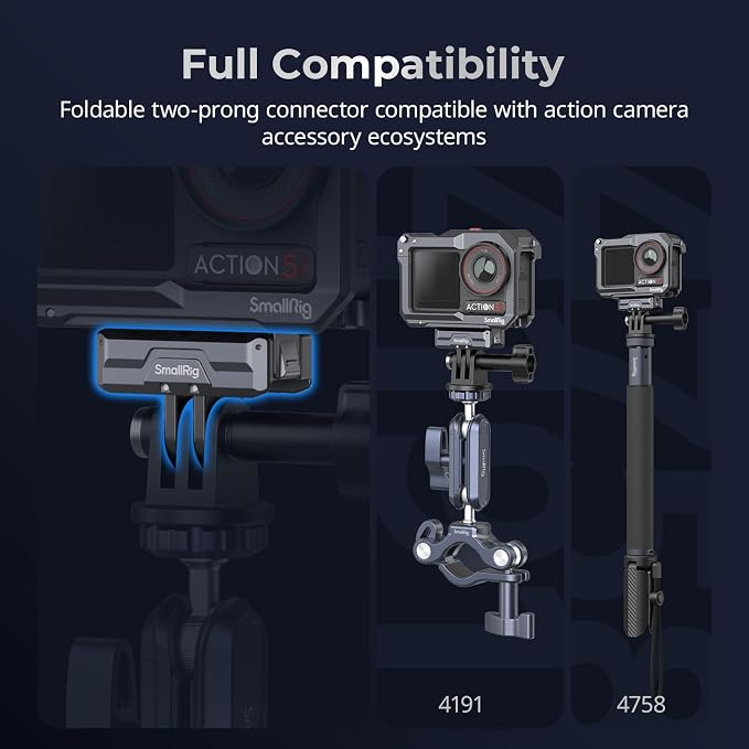 SMALLRIG Magnetic Mount Adapter for DJI Action 5/4/3/Osmo 360-3662B | Quick-Release Aluminum Base with 1/4" Thread, Foldable Connector for Tripods/Selfie Sticks/Vlogging Accessories - Image 5