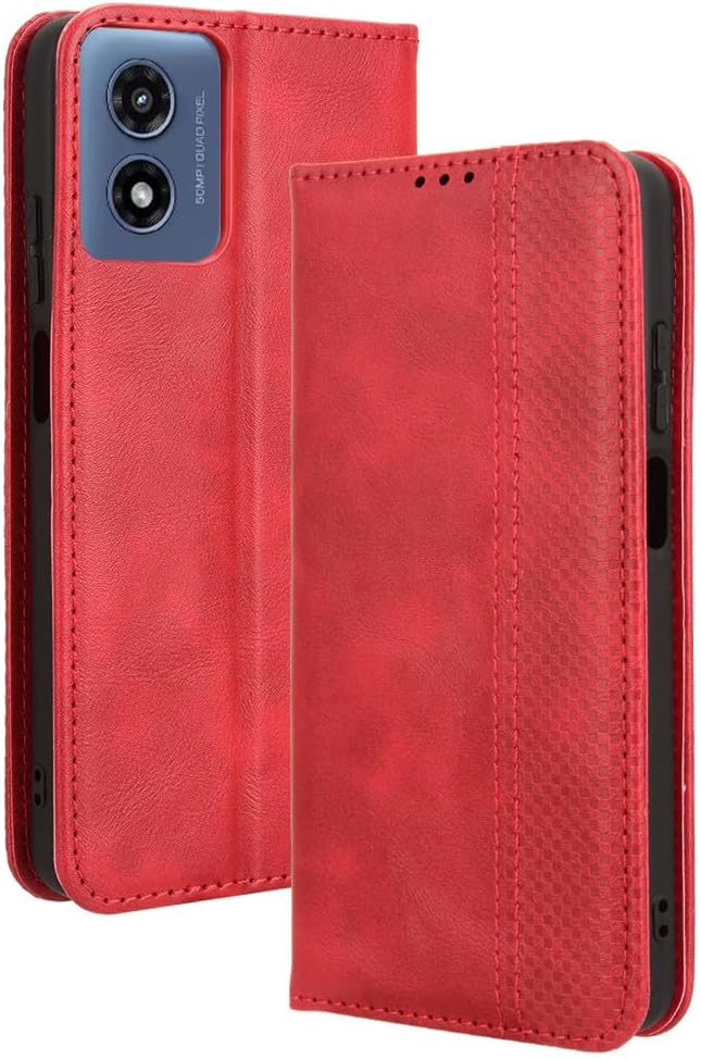 for RAZ Memory Cell Phone (2025/2024) Case Magnetic Flip Wallet -Red | Magnetic Wallet with Card Holder Kickstand Protection Flip Folio Leather Wallet Case for RAZ Memory Cell Phone (2024/2025) by Ranyi