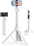 JOILCAN Tripod for iPhone & Camera, 64" Selfie Stick 360° Ball Head Remote | Extendable Portable Phone Tripod Stand for Travel Vlog Compatible with iPhone DJI Canon Sony DLSR (White) by JOILCAN