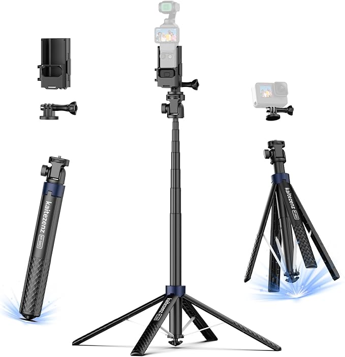 Kaitezenz 0.01s Auto Pop Open Camera Selfie Stick Tripod for DJI Osmo Pocket 4/3, 67" Aluminum Alloy Portable Expandable Stand Tripod Accessory for Gopro Video Recording OSMO Action Camera by Kaitezenz