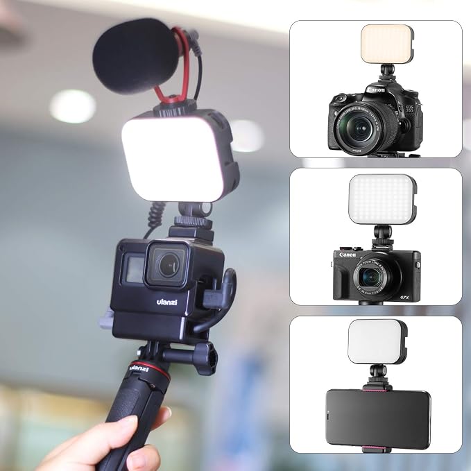 VIJIM VL100C Bi-Color LED Video Light on Camera Adjustable Angle Dimmable | 2500-6500K CRI95+, Rechargeable Type-c, Build-in 2000mAh , with 4 Cold Shoes, Mini Hot Shoe Swivel Mount for Tripod Mic Vlog - Image 6