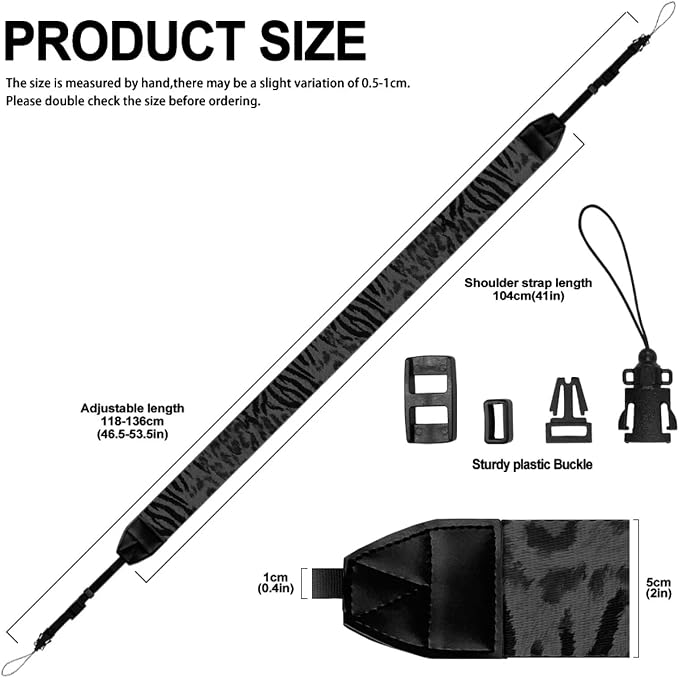 Coldinair Black Adjustable Camera Strap Universal Neck & Shoulder Soft Padded Strap for All DSLR Cameras,Binoculars - Image 6
