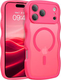 BENTOBEN Magnetic for iPhone 17 Pro Case, Cute Wavy Full Camera Protection [Compatible with MagSafe] Matte Anti-Slip Bumper Women Girls Boys Protective Cover for 17 Pro 6.3", Hot Pink by BENTOBEN