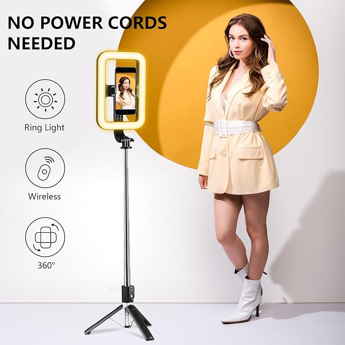 Selfie Ring Light with Stand, Tripod with Dimmable LED Lights | LED Selfie Light, Extendable Ring Light Tripod for Photography, Video Recording, Live Stream, Makeup - Image 6