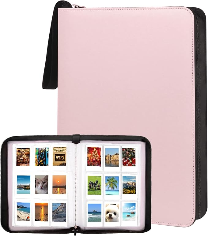 Veicevol 540-Pocket Album for Instax Mini & Polaroid 2x3 inch Photos, Pink | Designed for Instax Mini and Polaroid 2x3 Photos, Cover with Zipper Closure, Large Capacity, Holds Up to 540 Photos Securely by VEICEVOL