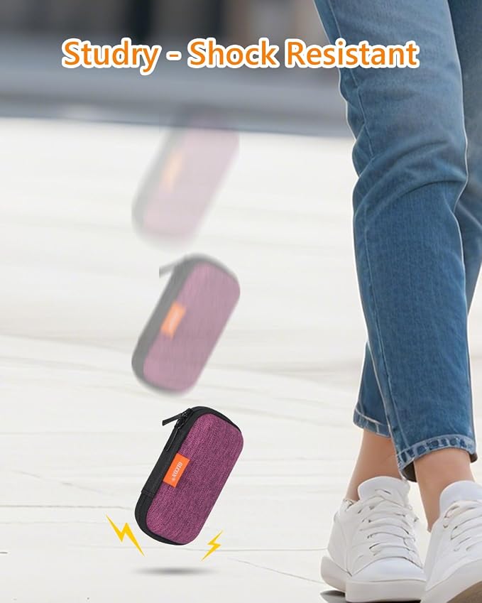 Mini Hard Earbud Case, Grape-Purple Cute Pouch for Samsung JBL Sony | Fits Apple Airpods, Earpods, Cable, Card, Earplugs, Heart Monitor, Small Protective Carrying Bag - Image 6